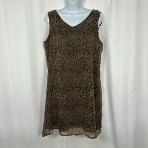 Robbie Bee Leopard Print Silk Sleeveless Dress 12